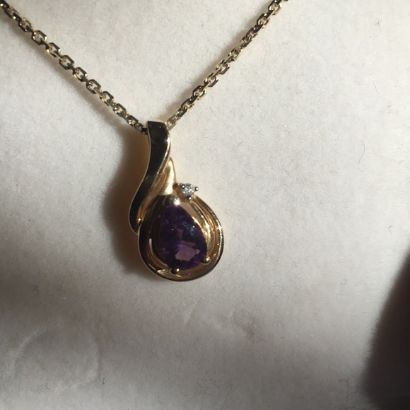 π πAmethyst drop, pierced earrings. - Picture 3 of 4